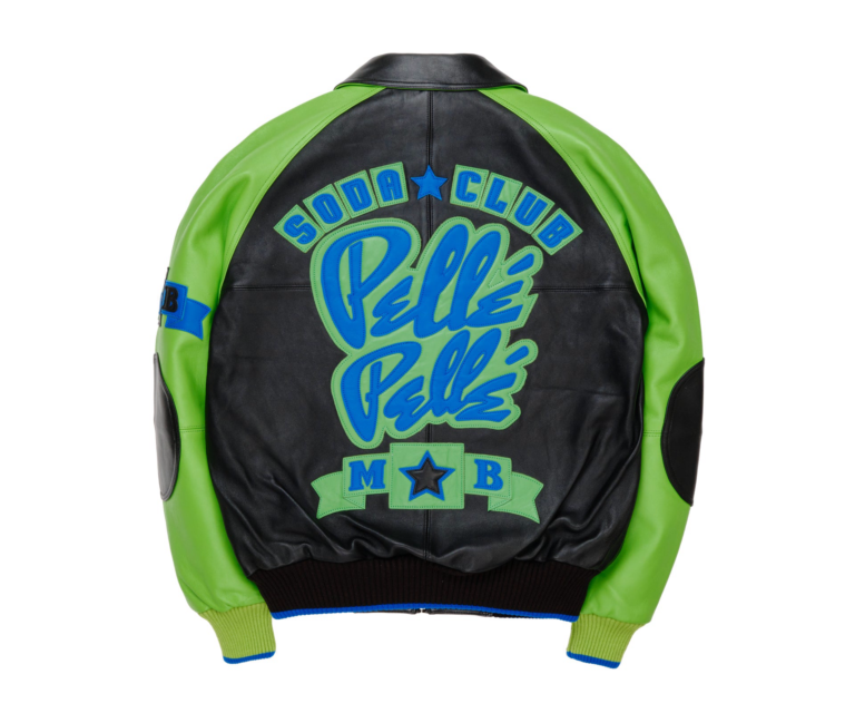 Pelle Pelle Classic Soda Club Plush Jacket, Black / Bright Green / Royal Blue, gallery detail 3