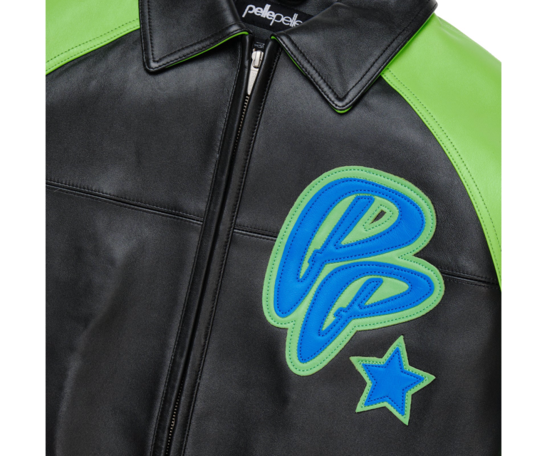 Pelle Pelle Classic Soda Club Plush Jacket, Black / Bright Green / Royal Blue, gallery detail 7