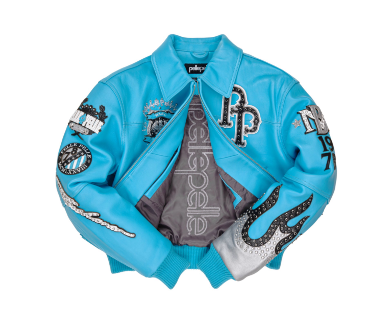 WORLD FAMOUS PELLE PELLE WOMENS JACKET, Light Teal / Black / White, gallery detail 3