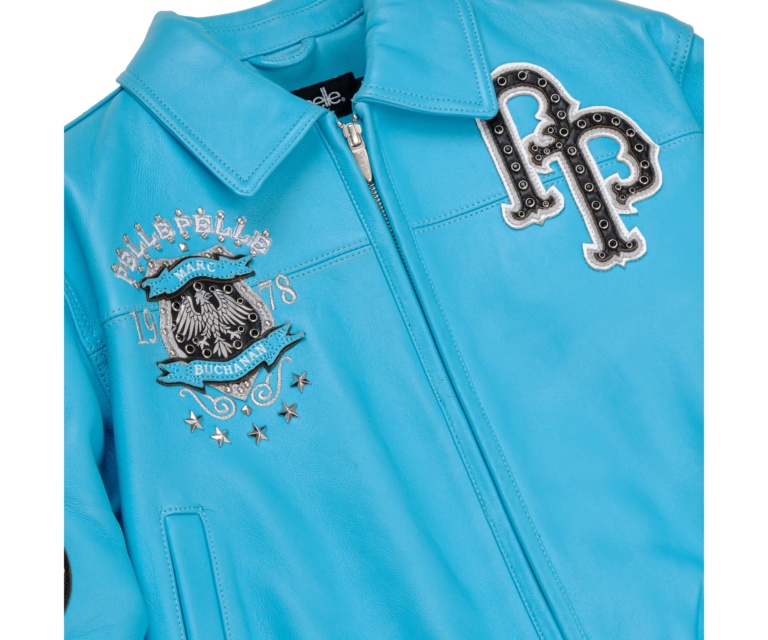 WORLD FAMOUS PELLE PELLE WOMENS JACKET, Light Teal / Black / White, gallery detail 5