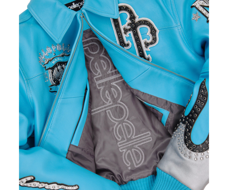 WORLD FAMOUS PELLE PELLE WOMENS JACKET, Light Teal / Black / White, gallery detail 4