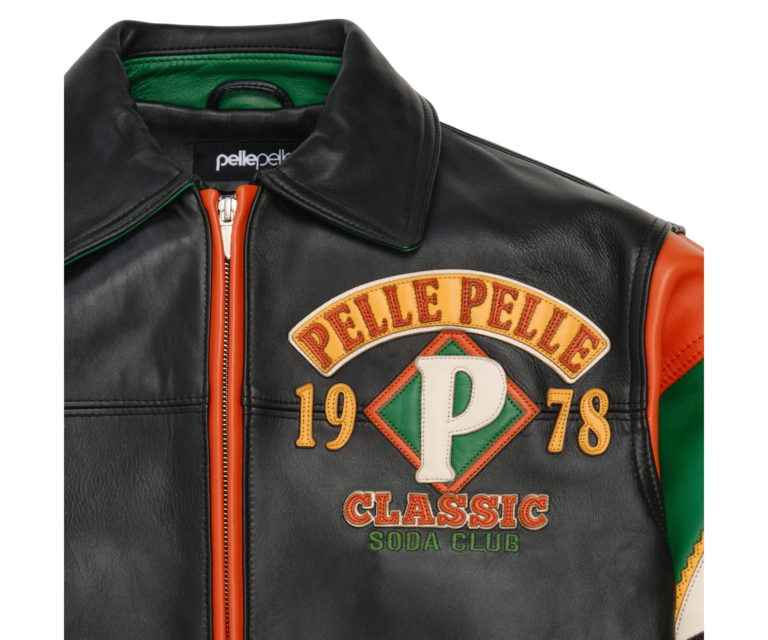 Pelle Pelle American Soda Club Jacket, Black / Jet Green / Orange, gallery detail 3