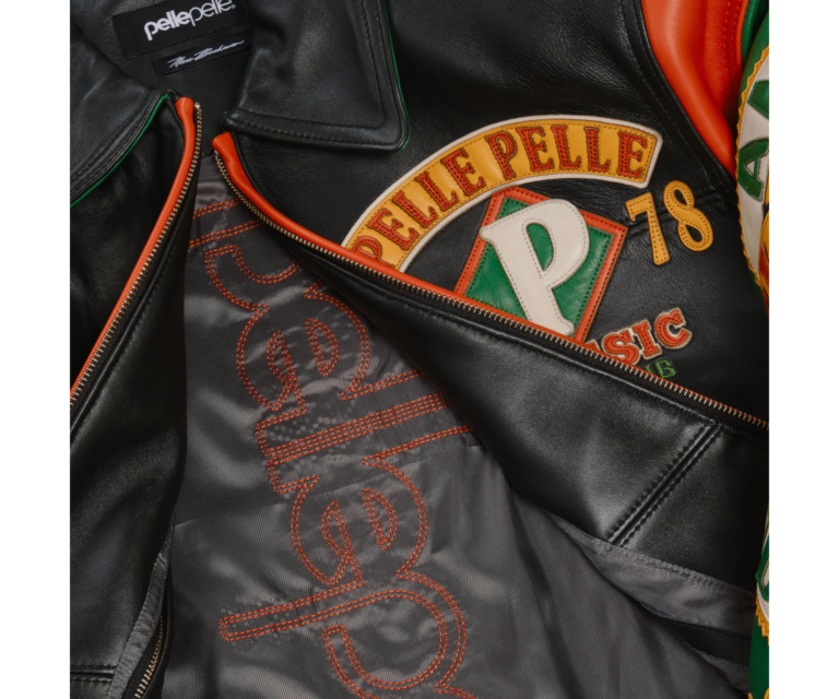 Pelle Pelle American Soda Club Jacket, Black / Jet Green / Orange, gallery detail 4