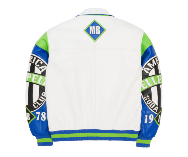Pelle Pelle American Soda Club Jacket, White / Royal / Bright Green, gallery detail 3