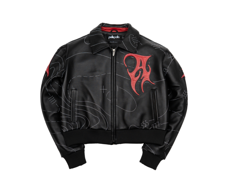 Auracles x Pelle Pelle Topography Women's Jacket, Black / Red, front view