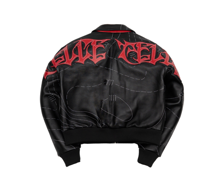 Auracles x Pelle Pelle Topography Women's Jacket, Black / Red, back view