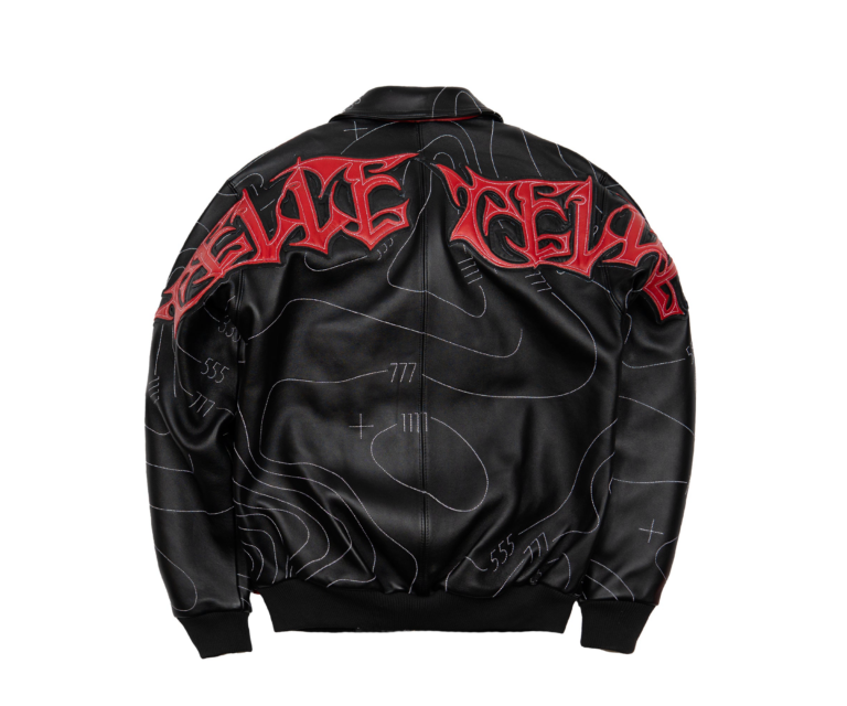 Auracles x Pelle Pelle Topography Jacket, Black / Red, back view