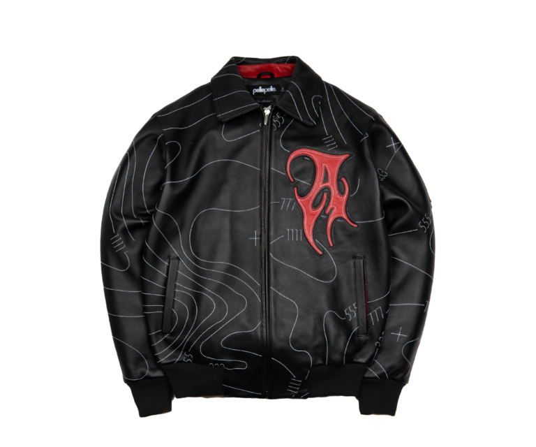 Auracles x Pelle Pelle Topography Jacket, Black / Red, front view
