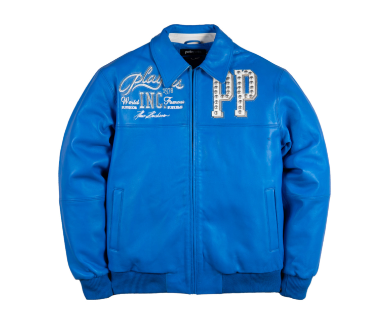 Pelle Pelle Players Inc Jacket, Honolulu Blue / White / Silver Metallic, front view