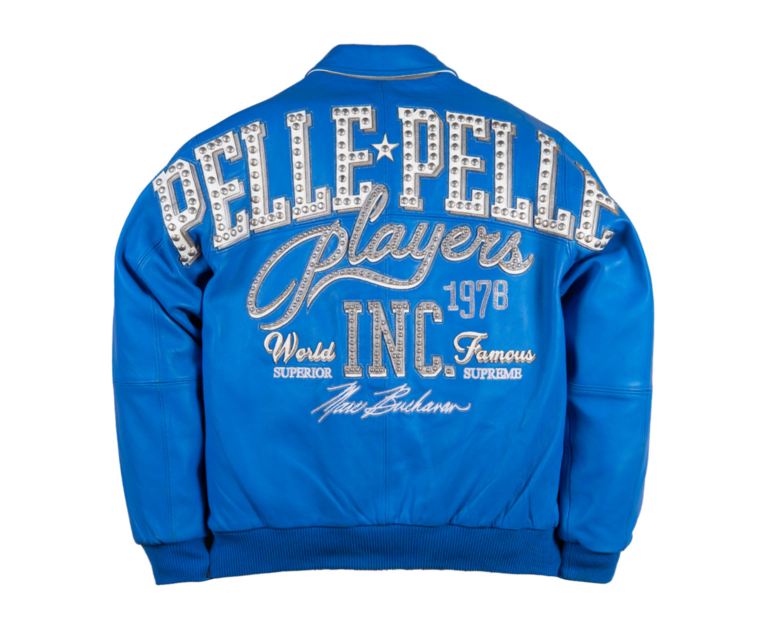 Pelle Pelle Players Inc Jacket, Honolulu Blue / White / Silver Metallic, back view