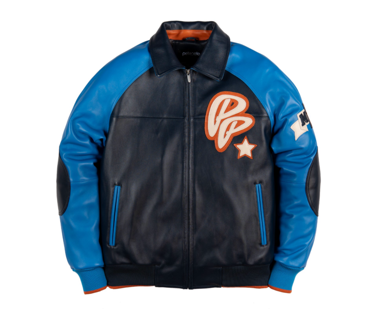 Pelle Pelle Classic Soda Club Plush Jacket, Navy / Honolulu Blue / Orange / Ivory, front view