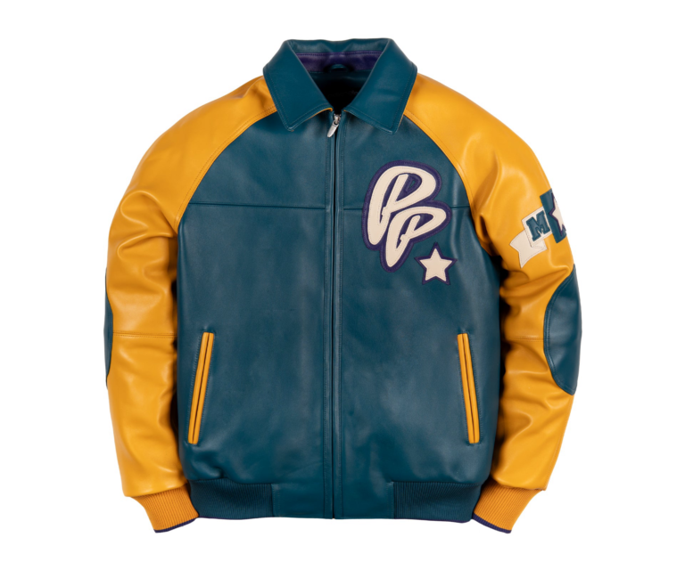 Pelle Pelle Classic Soda Club Plush Jacket, Teal / Maize / Purple / Ivory, front view