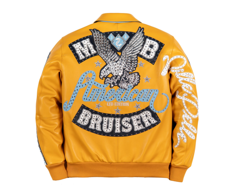 Pelle Pelle American Bruiser Plush Jacket, Maize / Navy / Baby Blue / White, gallery detail 3