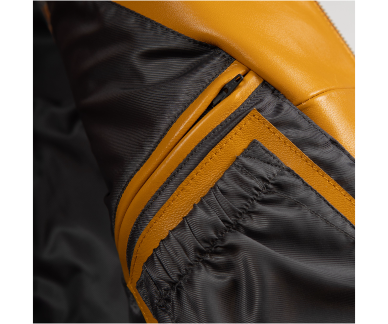 Pelle Pelle American Bruiser Plush Jacket, Maize / Navy / Baby Blue / White, gallery detail 7