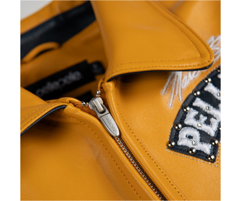 Pelle Pelle American Bruiser Plush Jacket, Maize / Navy / Baby Blue / White, gallery detail 4