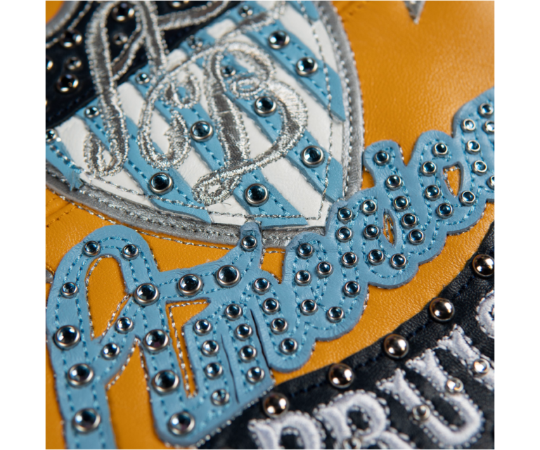 Pelle Pelle American Bruiser Plush Jacket, Maize / Navy / Baby Blue / White, gallery detail 11