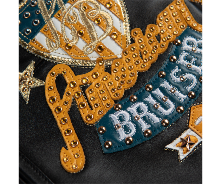 Pelle Pelle American Bruiser Plush Jacket, BLACK / TEAL / WHITE / MAIZE, gallery detail 10