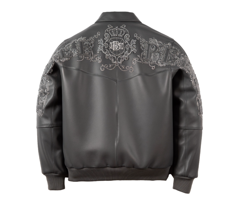 Pelle Pelle Shoulder Crest Jacket, Steel Grey / Ivory, back view