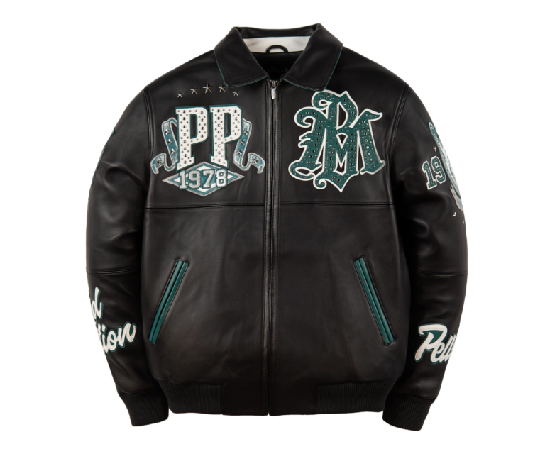 Pelle Pelle All Time Champions Jacket, Black / Dark Green / Silver / White, front view