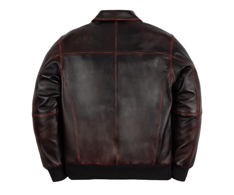 Basic Corded Pelle Pelle Jacket, Black / Red Ghosting, back view