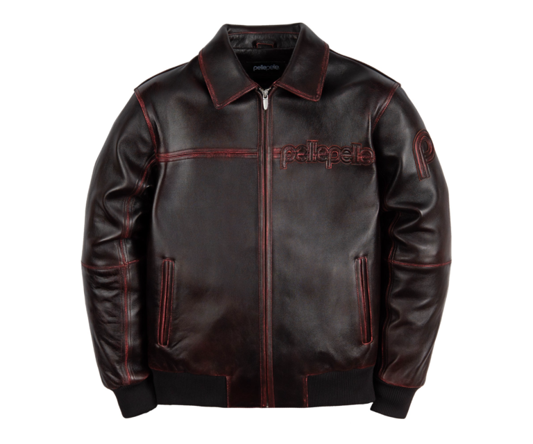 Basic Corded Pelle Pelle Jacket, Black / Red Ghosting, front view
