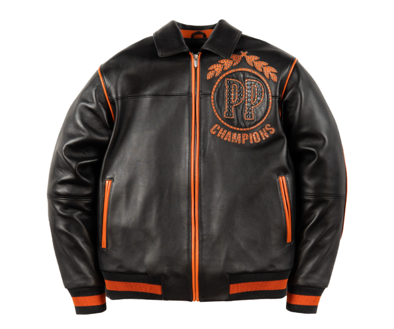 Pelle Pelle Champions Jacket, Black / Orange, front view