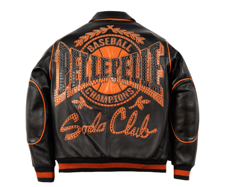 Pelle Pelle Champions Jacket, Black / Orange, back view