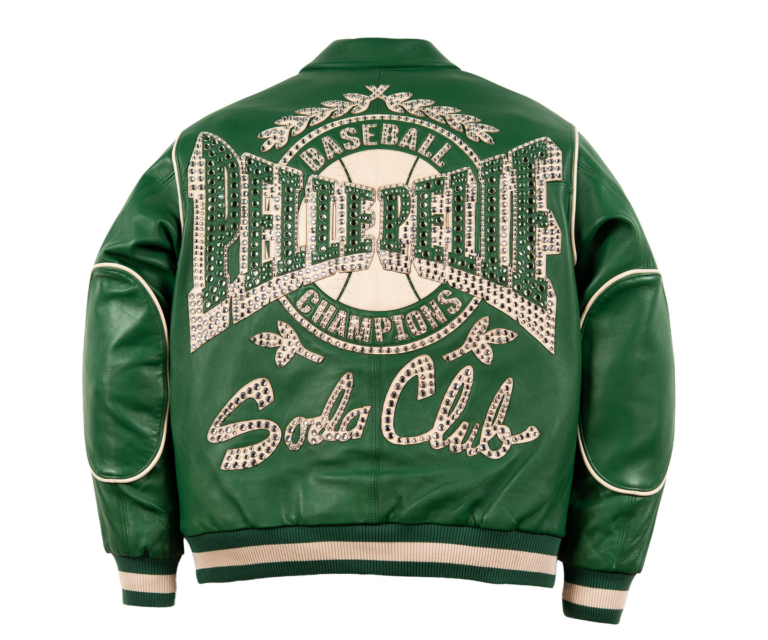 Pelle Pelle Champions Jacket, Jet Green / Ivory, back view
