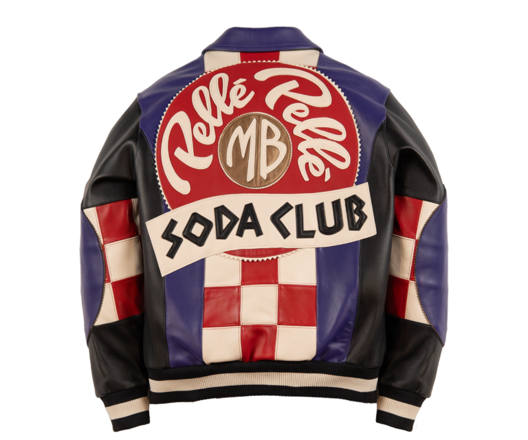 Pelle Pelle Checkered Soda Club Jacket, Purple / Black / Ivory / Cabernet, back view