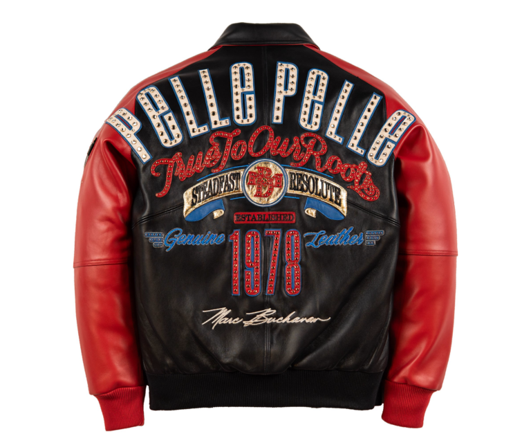 Pelle Pelle True To Our Roots Jacket, Black / Cabernet / Royal, back view