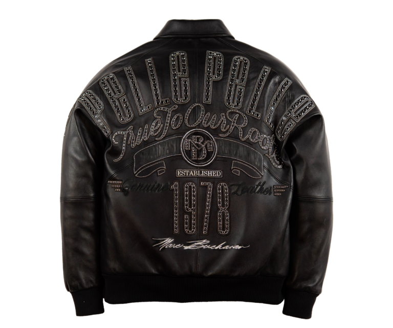 Pelle Pelle True To Our Roots Jacket, Black / Black w/ Silver Stitching, back view