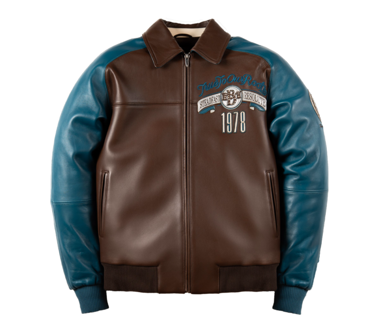 Pelle Pelle True To Our Roots Jacket, Brown / Teal / Ivory, front view
