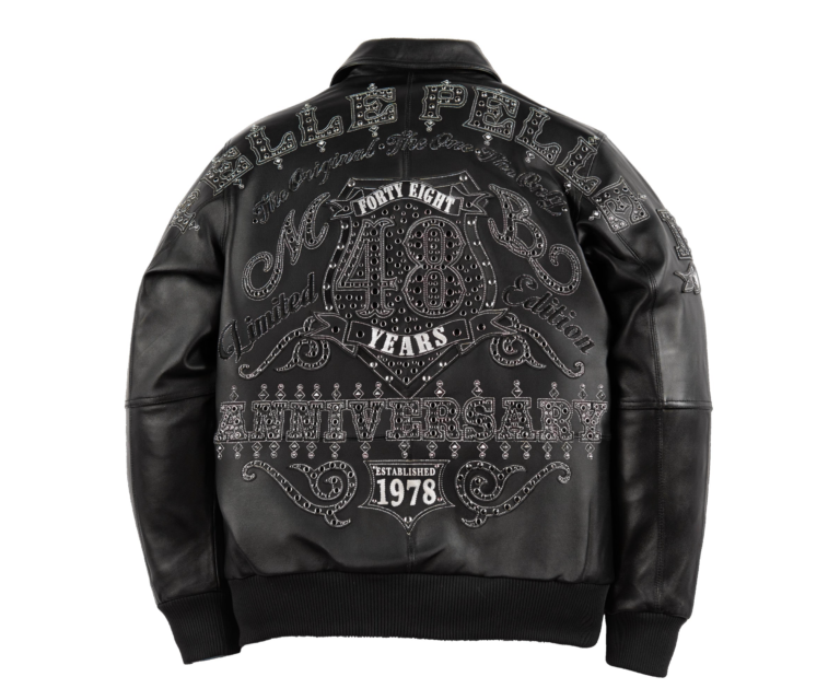 Pelle Pelle Unrivaled Anniversary Jacket, Black / Black w/ Silver Stitching, back view