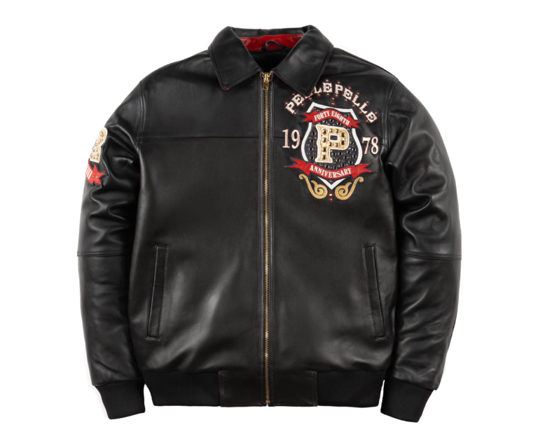 Pelle Pelle Unrivaled Anniversary Jacket, Black / Cabernet / Navy / Ivory, front view