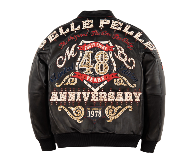 Pelle Pelle Unrivaled Anniversary Jacket, Black / Cabernet / Navy / Ivory, back view