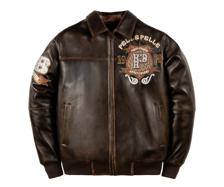 Pelle Pelle Unrivaled Anniversary Jacket, Brown Abrasion / Brown / Gold / Ivory, front view