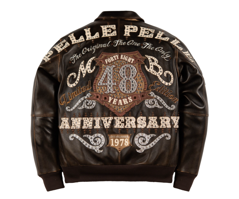 Pelle Pelle Unrivaled Anniversary Jacket, Brown Abrasion / Brown / Gold / Ivory, back view