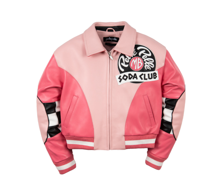 Pelle Pelle Checkered Soda Club Womens Crop Jacket, Light Pink / Pink / White / Black, front view