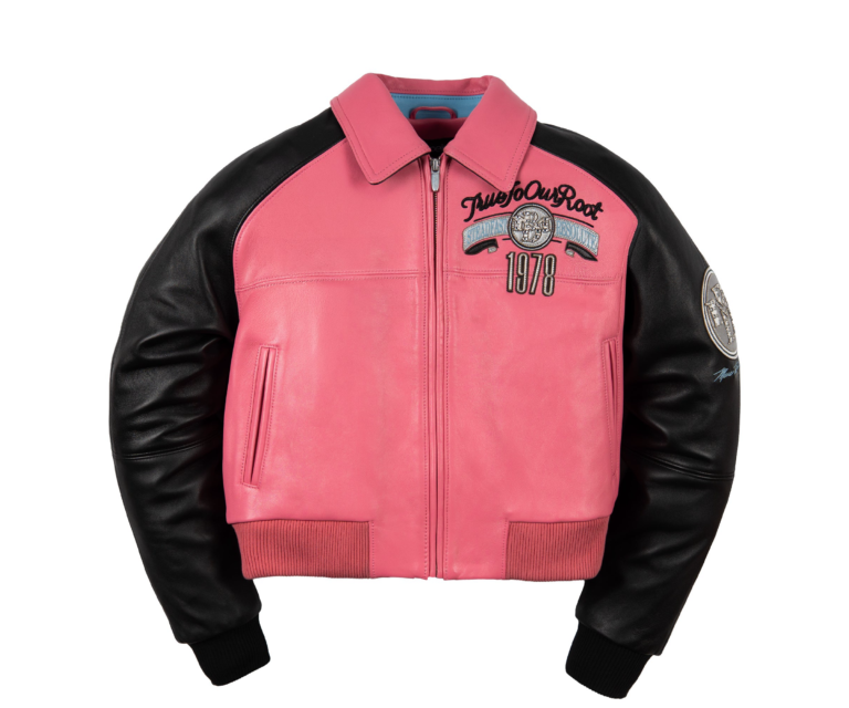 Pelle Pelle True To Our Roots Womens Crop Jacket, Pink / Black / White / Light Blue, front view