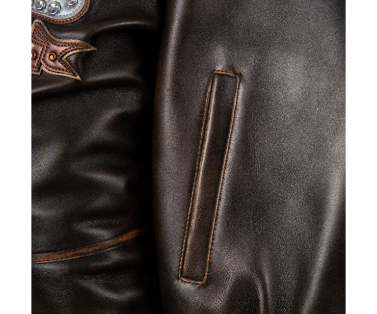 Pelle Pelle Unrivaled Anniversary Womens Crop Jacket, Brown Abrasion / Brown / Gold / Ivory, gallery detail 7