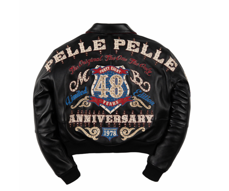 Pelle Pelle Unrivaled Anniversary Womens Crop Jacket, Black / Cabernet / Ivory / Royal, back view