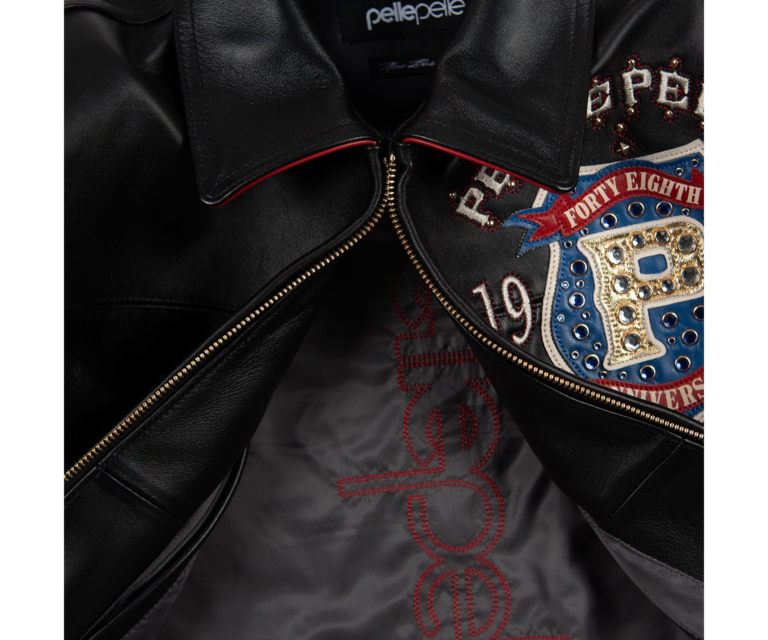 Pelle Pelle Unrivaled Anniversary Womens Crop Jacket, Black / Cabernet / Ivory / Royal, gallery detail 4