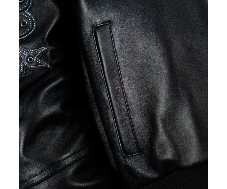 Pelle Pelle Unrivaled Anniversary Womens Crop Jacket, Black / Black w/ Silver Stitching, gallery detail 8