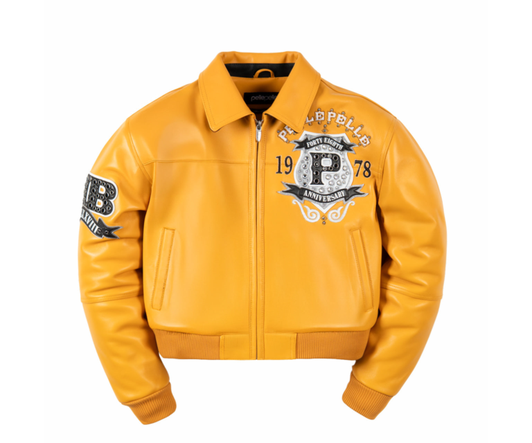 Pelle Pelle Unrivaled Anniversary Womens Crop Jacket, Maize / Black / White / Silver, front view