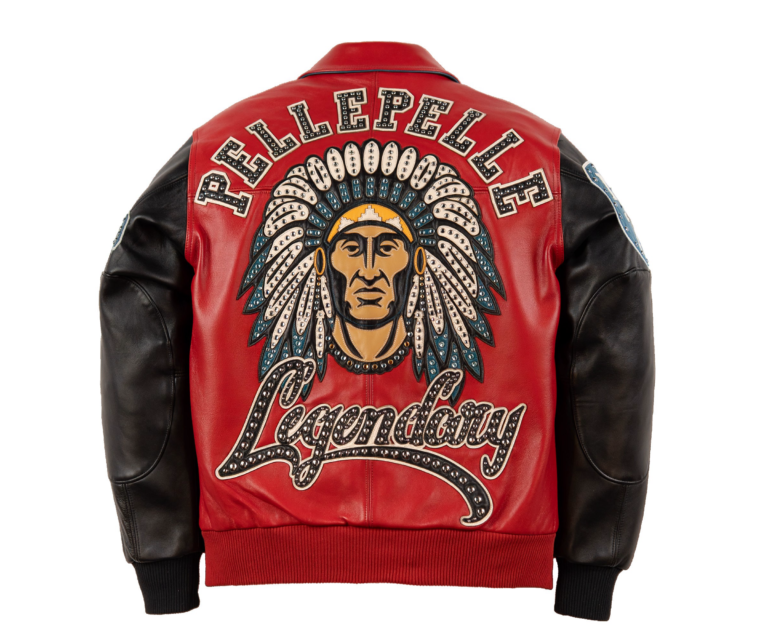 Pelle Pelle Legendary Jacket, Cabernet / Black / Teal / Ivory, back view