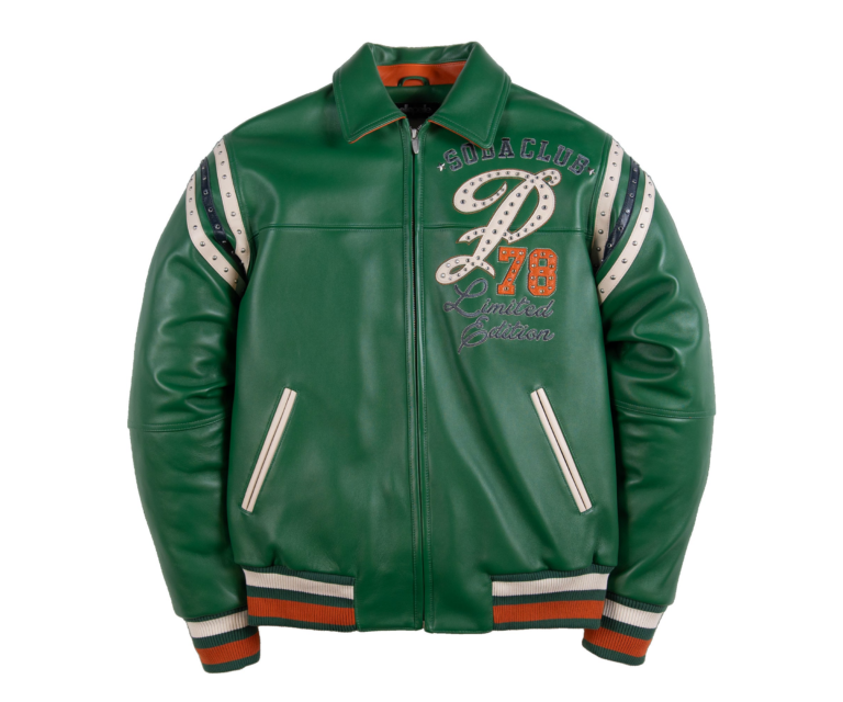 Pelle Pelle Only The Strong Jacket, Jet Green / Orange / Navy / Ivory, front view