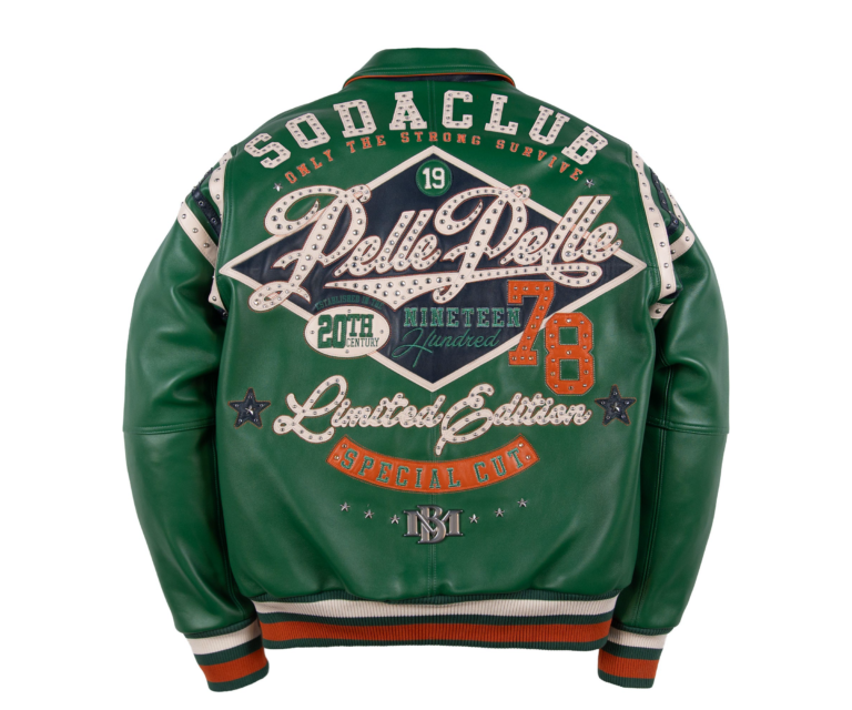 Pelle Pelle Only The Strong Jacket, Jet Green / Orange / Navy / Ivory, back view
