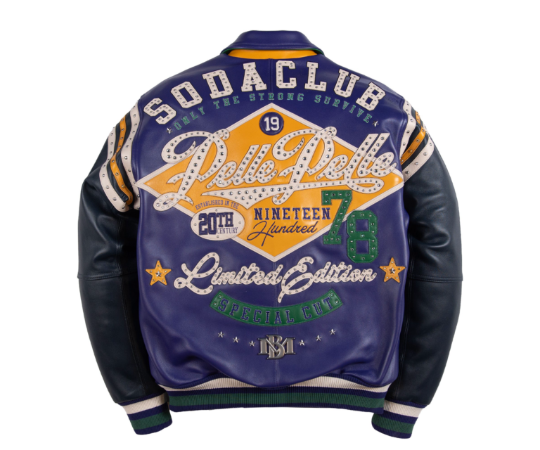 Pelle Pelle Only The Strong Jacket, Purple / Navy / Jet Green / maize, back view