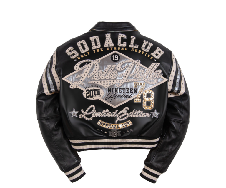Pelle Pelle Only The Strong Womens Jacket, Black / Gold Foil / Silver / Ivory, back view