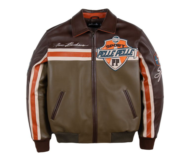 Pelle Pelle Racing Sport Jacket, Brown / Olive / Ivory / Orange, front view
